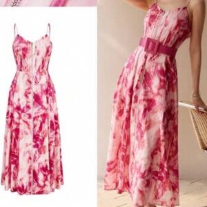 MOTF Pink Floral Midi Dress